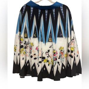 Vintage 80s/90s Pretty Girl Artsy Music-Print Swing Skirt Size Large